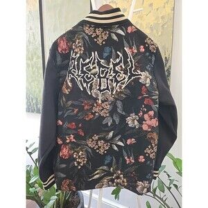 Rebel Vengeance Bomber Style Black Jacket, Goth Grunge Jacket Mens Sz M